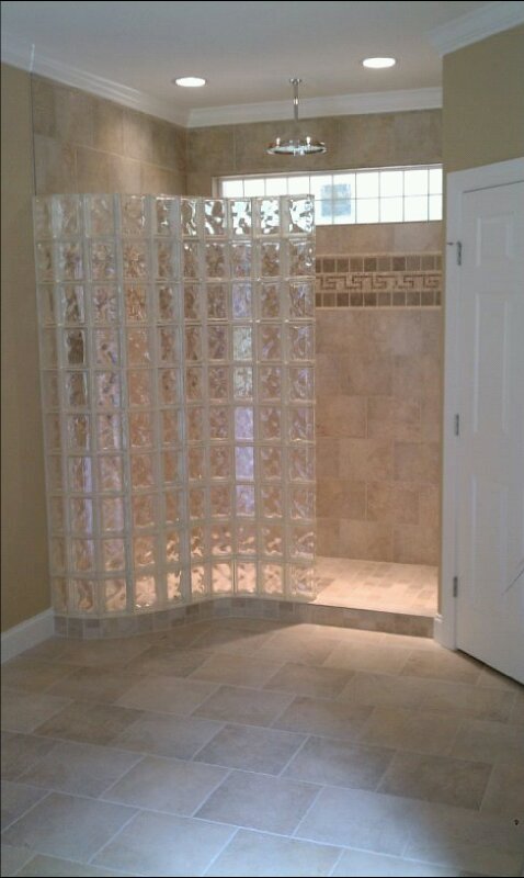 glass block shower